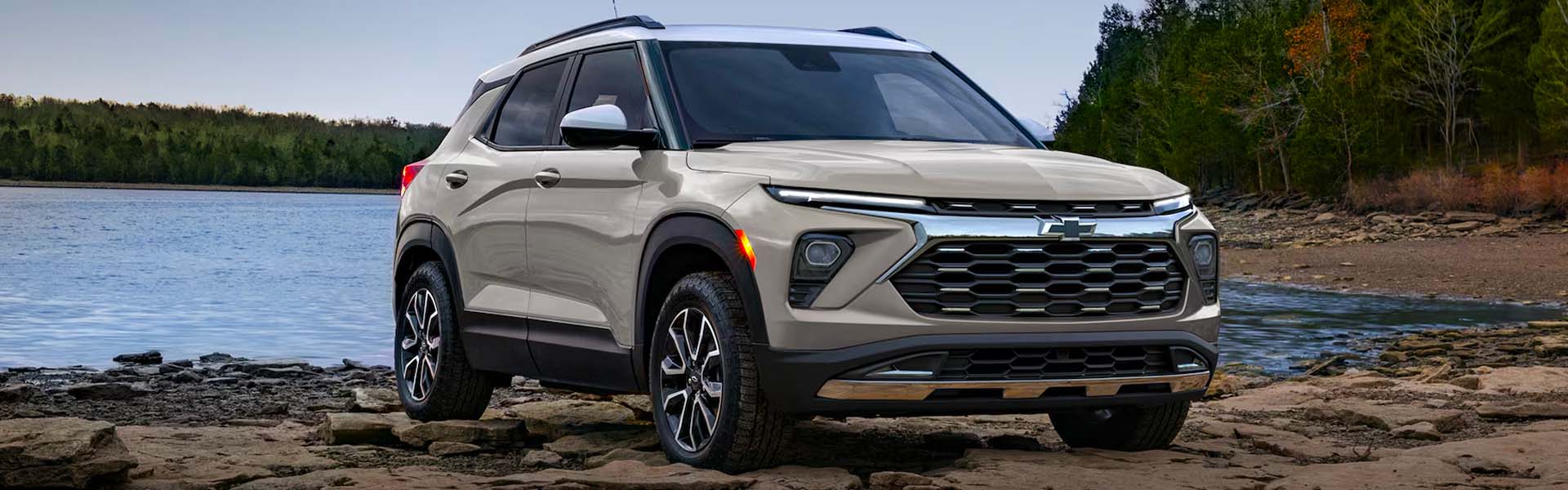 2026 Chevrolet Trailblazer SUV front three-quarter view on rocky terrain.